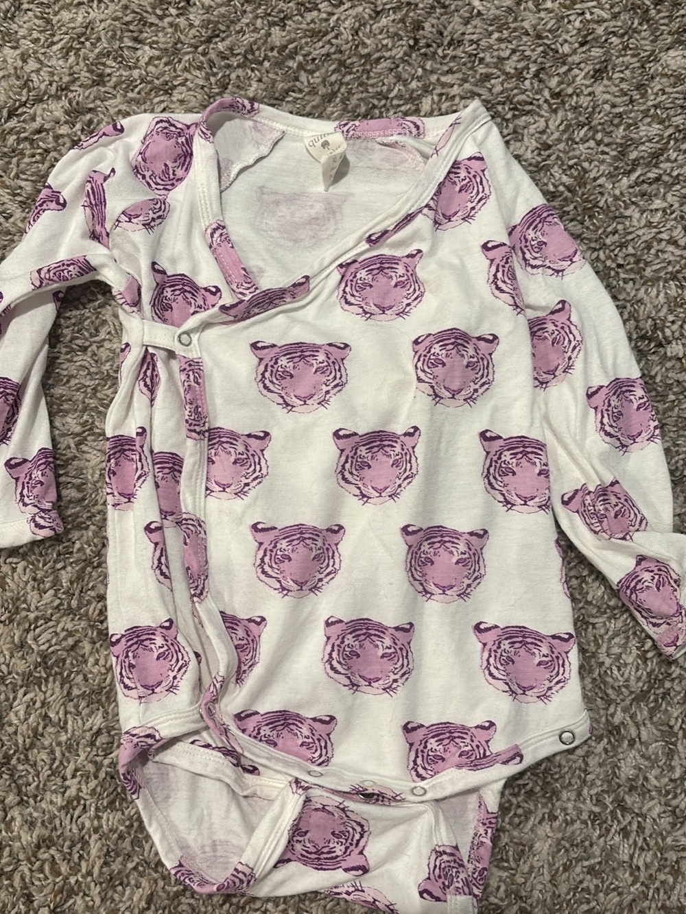 kate quinn White Long-Sleeve Bodysuit with Pink Tiger Print